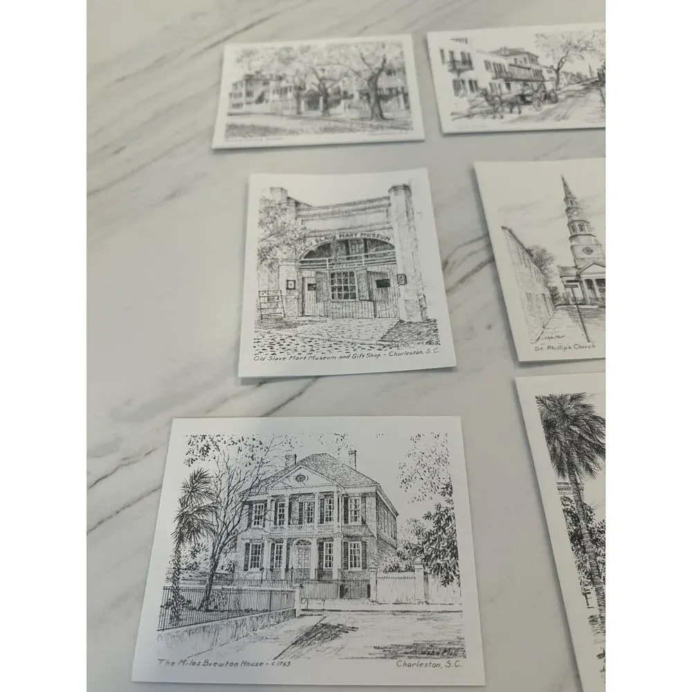 Vintage Charleston Sketches John Moll Note Cards Heritage Art 9 Cards Boxed Set